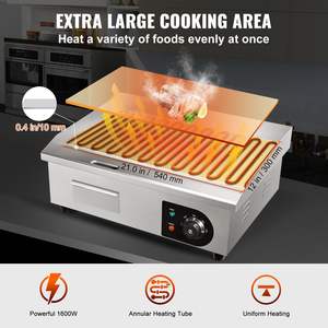 DB Wholesale Commercial Electric Griddle 21\" Countertop <b>Flat</b> Top <b>Grill</b> 1600W Teppanyaki <b>Grill</b> Stainless Steel 122-572 Degree US - Product Image 3