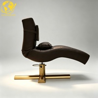 Table de massage et de soin des cils de luxe, en cuir PU marron, base croisée dorée, hauteur réglable, pour usage commercial