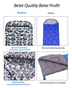 KingGearถุงนอนสำหรับคู่รัก,ถุงนอนแบบสอดตัวลงน้ำหนักเบามากสีขาวสำหรับ2คน - Product Image 5