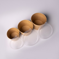 Bol en papier kraft, emballage circulaire pour soupe, barquette à soupe, boîte à lunch jetable pour la restauration rapide, conteneur à emporter
