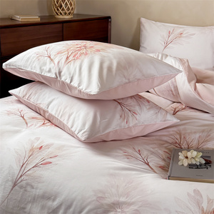 Parure de lit 4 pièces en coton 100% 300TC certifiée OEKO-TEX avec motif floral végétal, personnalisable avec logo, <span class=keywords><strong>prix</strong></span> abordable - Product Image 1