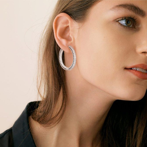 Pendientes de plata S925 con logotipo original para mujer con aro de diamante grande de alta calidad para boda o fiesta, regalo de cumpleaños - Product Image 5