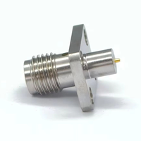 Conector Coaxial RF SMA-KFD1 de 50 ohmios, Adaptador de Brida de 4 Orificios de Acero Inoxidable, Conector de Alta Frecuencia para Telecomunicaciones