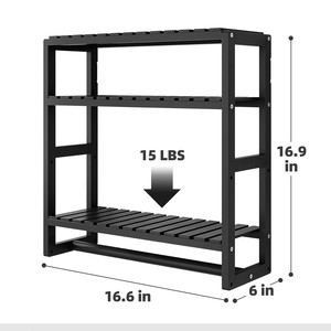 Bathroom Shelf Wall Mounted 3 Tier 60X70cm With Towel Bar Space Saving Storage Rack - Product Image 2