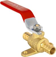 Robinet à bille PEX à sertir 1/2 po avec oreilles de fixation, rouge et bleu, niveau |   Vanne d'arrêt à passage complet ASTM F1807-VALVE211(20) Fabriquée en Chine