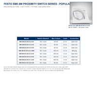 Sensor de proximidad Festo SME-8M-ZS-24V-K-2.5-OE / SME-8M-DS-24V-K-2.5-OE tipo Reed para cilindros con ranura en T, 24V CC, amplio rango
