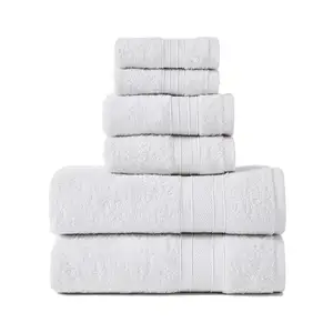 酒店质量定制白色酒店浴巾套装面巾手巾套装带浴垫