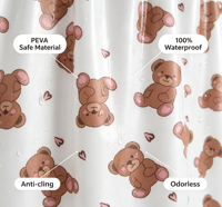 Rideau de douche personnalisé en PEVA, motif imprimé numérique mignon petit ours, produit de salle de bain