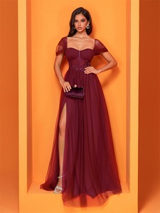 Abito da sera <span class=keywords><strong>lungo</strong></span> <span class=keywords><strong>verde</strong></span> oliva da donna <span class=keywords><strong>con</strong></span> spalle scoperte, in tulle, linea ad A, <span class=keywords><strong>con</strong></span> corsetto decorato <span class=keywords><strong>con</strong></span> perline, allacciatura posteriore e <span class=keywords><strong>spacco</strong></span> alto, ideale per feste e cerimonie. - Product Image 6