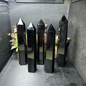 Alta qualità Fengshui cristalli naturali fatti a mano pietra curativa punto grande nero ossidiana torre per la decorazione - Product Image 1