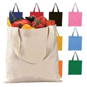Sacs de courses réutilisables en toile de coton blanc uni, personnalisables avec logo imprimé, vente en gros - Product Image 2