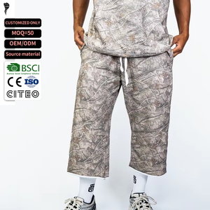 <b>Men's</b> <b>Camouflage</b> Printed Capri <b>Shorts</b> Mid Waist Drawstring Elastic Breathable Casual Streetwear Sweat Pants - Product Image 1