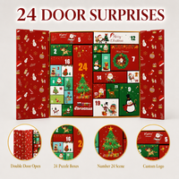 Calendrier de l'Avent Leabon, boîte cadeau à double ouverture, 24 boîtes en papier à puzzle, scène de Noël avec Père Noël, vente en gros, directement de l'usine