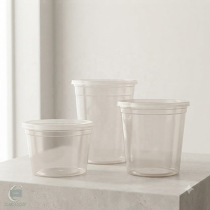 Clear Disposable PP <b>Plastic</b> Deli Cups with <b>Lids</b>, Food Storage <b>Containers</b> for Takeout, Desserts, Sauces and Catering - Product Image 1