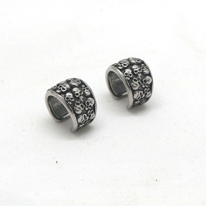 Pendientes de plata tibetana con forma de calavera yunnique para hombres y mujeres, estilo Punk, no requiere perforación, diseño geométrico, joyería de moda - Product Image 2