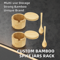 Support de rangement de comptoir à un niveau pour pots à épices en bambou avec couvercles, organisateur de cuisine, personnalisable avec logo et taille OEM