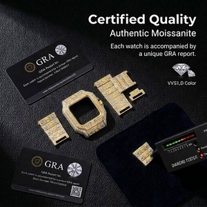 <span class=keywords><strong>Montre</strong></span> de luxe sertie de moissanite VVS1 couleur D, passe le testeur de diamants, plaquée or 18 carats, <span class=keywords><strong>mouvement</strong></span> automatique, coffrets cadeaux, certificat GRA - Product Image 5