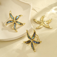 Parure de bijoux Novirassine Boho Océan en coquillages naturels d'ormeau et étoiles de mer, plaquée or, avec boucles d'oreilles et bagues surdimensionnées pour femme