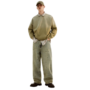 Suéter de Punto Holgado para Hombre - Tejido Grueso 100% Algodón, Hombros Caídos, Estilo Urbano, Cuello Redondo - Product Image 2