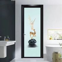 Portes en verre artistiques pour salles de bain et cuisines : Portes en verre trempé à double vitrage en alliage titane-magnésium de style chinois