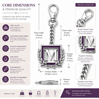 Chaîne de sac haut de gamme en cuir tressé bicolore argent et violet avec fermoir mousqueton et pendentif carré émaillé XT