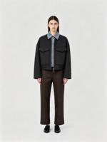 Veste d'hiver pour femme en 20 % cachemire et 80 % laine mérinos australienne, col en jean amovible, plastron court, vêtement d'extérieur haut de gamme