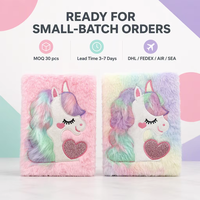 Journal intime licorne en peluche scintillant avec serrure et clé pour filles, ensemble de carnet secret doux tie-dye, cadeau de papeterie d'anniversaire