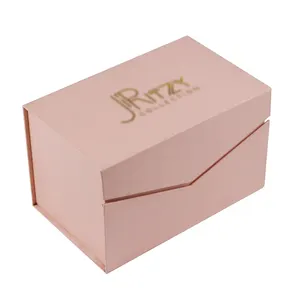 2022 कस्टम पन्नी सोने के लोगो गुलाबी चुंबक के साथ पैकेजिंग बॉक्स लक्जरी चुंबकीय कागज उपहार बॉक्स