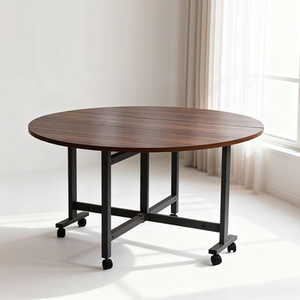 Tavolo da pranzo pieghevole allungabile con <span class=keywords><strong>ruote</strong></span>, struttura in metallo a foglia di goccia tavolo per il piccolo spazio cucina - Product Image 1