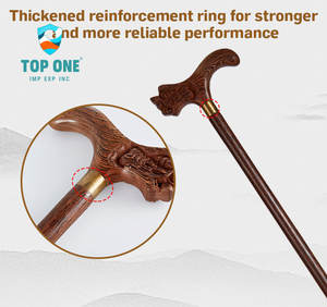 TopOne vente en gros marcheur vieil homme personnes âgées poignée handicapée sculpté solide bâtons de marche bois béquille canne - Product Image 3