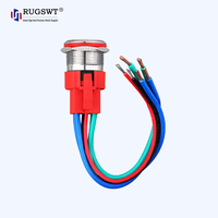 Bouton-poussoir momentané en acier inoxydable de 22 mm avec anneau LED et câble flexible, large application pour machines industrielles