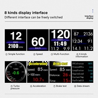 Mini-jauge de voiture OBD2 P8, effacement des codes d'erreur, test de pression turbo et test 0-100, fixation sur montant A pour véhicules OBDII