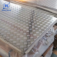 1060 3003 5052 Lembaran Aluminium Embos Lima Garis Anti Selip Plat Aluminium Bermotif Kotak-Kotak untuk Kendaraan Konstruksi