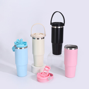 Taza de Viaje Resistente de Acero Inoxidable Aislada de 30oz con Pajita Abatible y Asa Ergonómica para Aventuras al Aire Libre, Doble Pared Antiderrames - Product Image 2