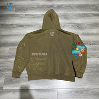 BENTURA Fabricant et Designer – Sweat à Capuche Zippé Homme Streetwear Personnalisé, Coupe Boxy, Ourlet Brut, Effet Vieilli, Grammage Lourd 420 g/m²