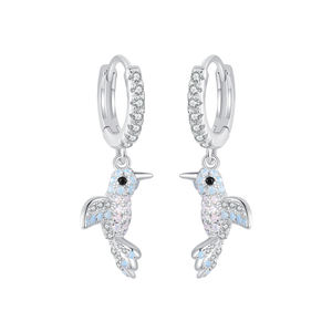 925ต่างหูห้อยนกกระเต็นเงินสเตอร์ลิงสำหรับผู้หญิงเครื่องประดับ BSE991เพทายชุบทองคำขาว - Product Image 1