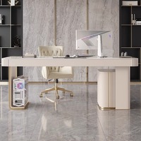 Bureau d'ordinateur moderne italien de luxe pour la maison Bureau du patron exécutif Bureau blanc Petit appartement Gestionnaire en marbre Mobilier de bureau