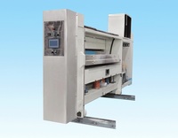 Nouvelle machine automatique royale haute vitesse pour impression flexographique trois couleurs, rainurage, découpe, pliage, collage, cerclage et transfert sous vide