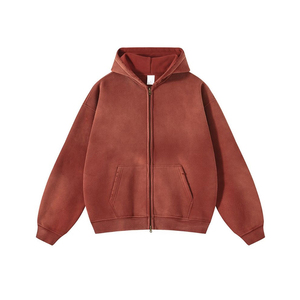 Sweat à capuche personnalisé de haute qualité 100% coton vintage lavé à fermeture éclair Fabricant lavé à l'acide à faible volume et à poids élevé - Product Image 2