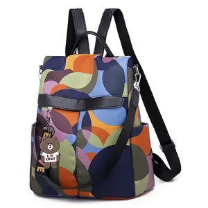 Oxford cloth printed Korean outdoor anti-theft rest travel women's large capacity backpack bag