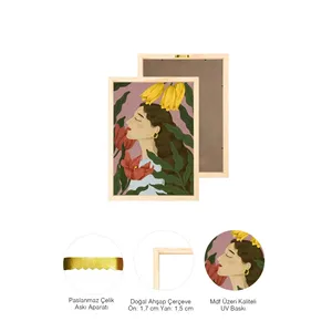 Impression d'art abstrait moderne avec cadre en bois naturel 29-1 - Product Image 5