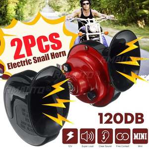 แตรรถไฟ 2 ชิ้น 120DB สำหรับตกแต่งรถบรรทุก รถยนต์ แตรหอยโข่งไฟฟ้า 12V เสียงดังกระหึ่ม สำหรับมอเตอร์ไซค์ รถยนต์ อุปกรณ์ตกแต่งรถยนต์ - Product Image 1