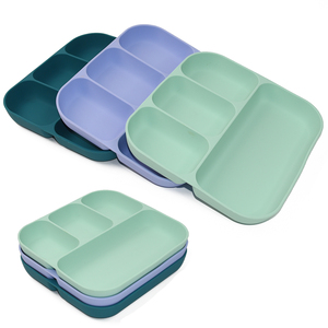 Assiette à ventouse en silicone de qualité alimentaire sans BPA, design divisé, antidérapante, vaisselle pour tout-petits et enfants - Product Image 4