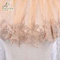 Dentelle en tulle brodée florale en polyester, bordure souple et transparente pour robe de mariée, sous-vêtements et accessoires de couture – Vente en gros