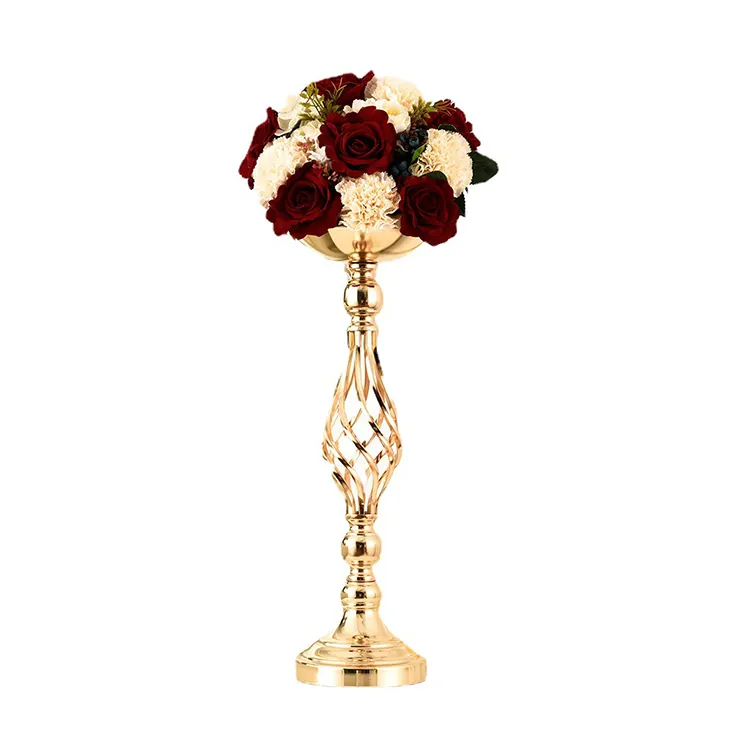 Accessoires de mariage centres de Table et décorations de Table blanc argent or grand Vase à fleurs en métal support