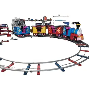 Conjunto de mini trem redondo para crianças, pista elétrica de parque de diversões para uso interno e externo de 16x16 pés, feito de metal durável