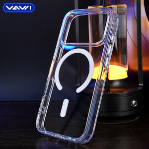 VAWI C028 Étui rigide transparent en PC antichoc pour <span class=keywords><strong>iPhone</strong></span> 12 <span class=keywords><strong>13</strong></span> 14 15 16 17 <span class=keywords><strong>Pro</strong></span> Max Étui de téléphone magnétique transparent avec boutons métalliques - Product Image 3