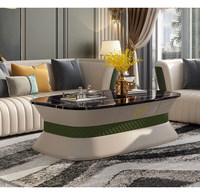 Table basse et meuble TV en bois massif blanc en cuir de luxe au design moderne avec plateau en marbre pour le salon