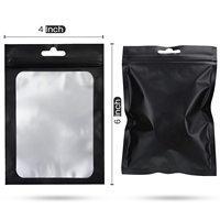 Bolsas de Mylar Resellables, Transparentes con Ventana Frontal, Negras Mate, a Prueba de Olores, para Almacenamiento de Alimentos
