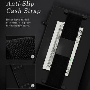 Casekey Nuovo Design Portacarte in Pelle con Blocco RFID, Portafoglio Magnetico Sottile in Lega di Alluminio con <span class=keywords><strong>Porta</strong></span> <span class=keywords><strong>Carte</strong></span> Pop-up e Cinturino Elastico - Product Image 4